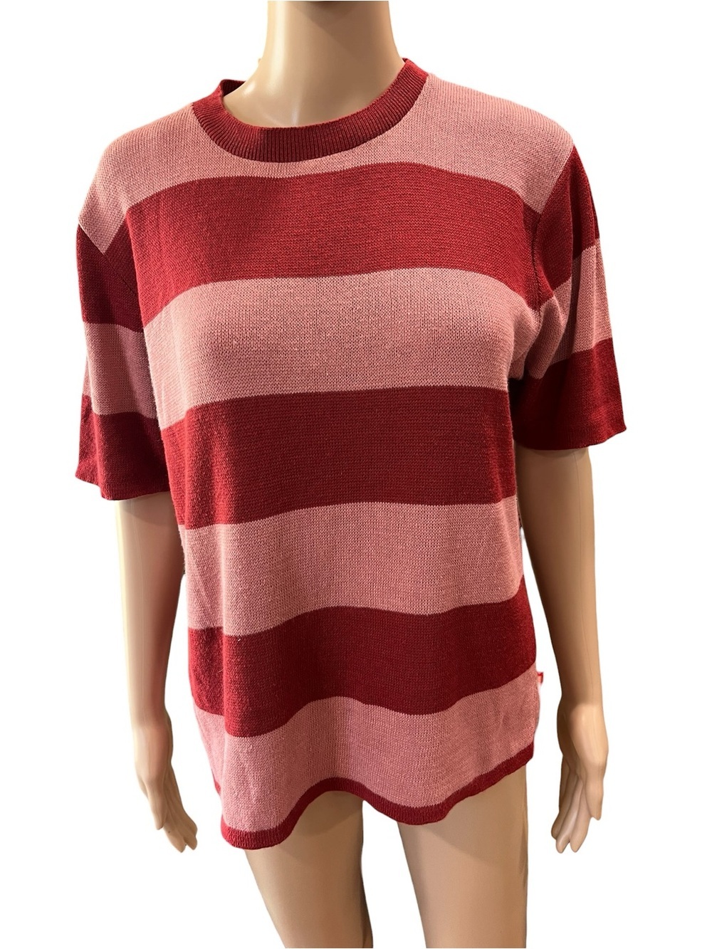 ACT III mod oversized striped knit sweater short sleeves vintage